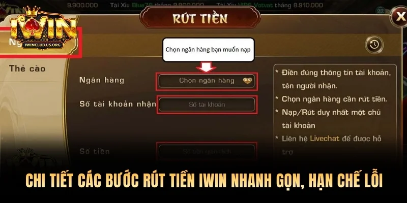 Chi tiết các bước rút tiền Iwin nhanh gọn, hạn chế lỗi